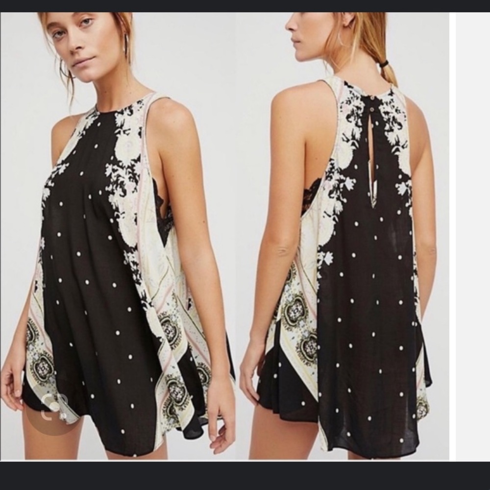 NEW Free People “Boho Darjeeling Slip Dress” Black Size XS